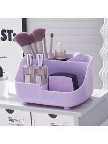 1 pieza Caja de almacenamiento de cosméticos multifuncional, balde de almacenamiento dividido para brochas de maquillaje, organizador de escritorio, adecuado para el dormitorio