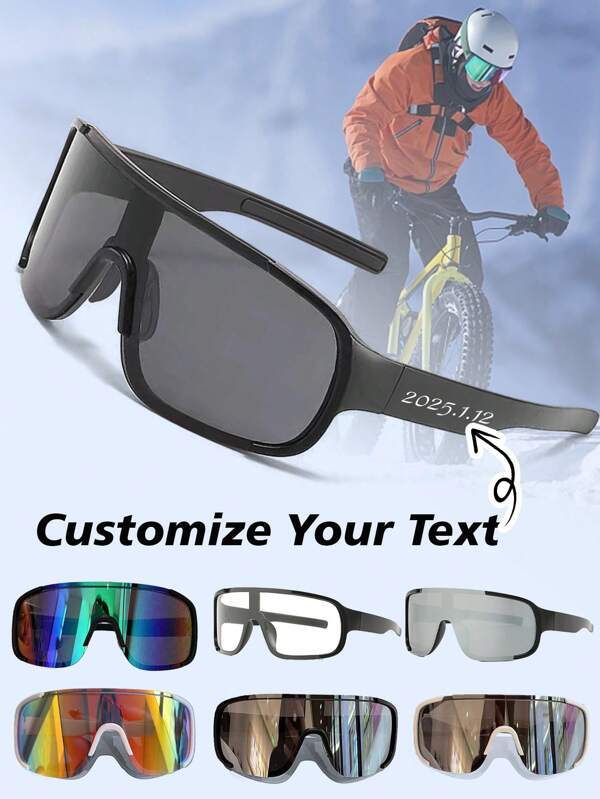 1pc Customized Fashion Sports Goggles With Colored Lenses, Stylish Sports Appearance Suitable For Outdoor Activities, Applicable For Summer Beach, Outdoor, Valentine's Day, Birthday Gift