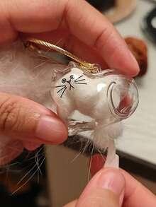 1pc Cute Cartoon Cat Keychain - Clear Oval Keychain Bag Ornament, Suitable For Cat Lovers And Pet Owners Battery-Free Gifts School Car Accessories Goth Y2k - Multicolor - View 4