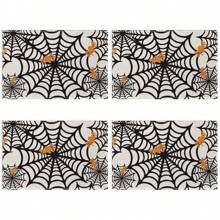 Juego de 4/6/12 manteles individuales - Estampado de calabaza de terror, bruja y murciélago - Manteles individuales impresos creativos, resistentes al calor, decoración de mesa de cocina para Halloween, decoración de habitación, decoraciones de mesa para fiestas, mejorando la atmósfera festiva
