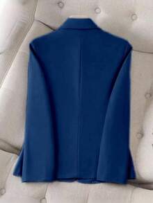 Women's Elegant Tailored Blazer Plain Coat 6 Buttons Beautiful Summer Long Sleeve - 藏蓝色 - 查看 2