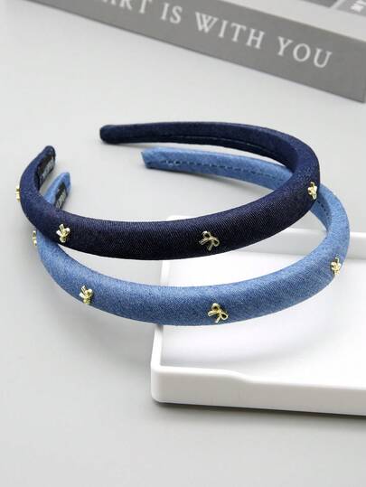 Navy Blue Bow Headband, Fashion Headband, Non-Slip Headband For Women, Women's Accessories - Scrunchies, Headbands, Hair Accessories Head Accessories Hairband