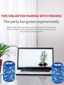 大低音无线蓝牙扬声器，带发光织物网，TWS 无线配对，迷你便携式台式电脑扬声器 - 彩色 - 查看 7