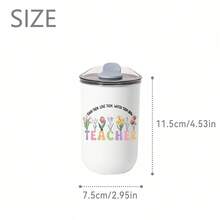 教师节葡萄酒杯 - 1个12盎司不锈钢椭圆形保温杯，带保温盖，便携旅行杯，四季皆宜，完美的教师礼物 - 白色 - 查看 9