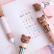 10 Pcs Cartoon Push-Button Ball Point Pens, Multicolor Student Supplies Stationery Pens For Bullet Journaling And Doodling,School Supplies,Back To School