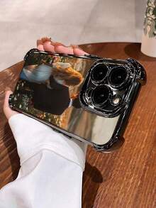 1件客製化照片手機殼，情侶款背蓋，加厚電鍍防摔TPU殼，高解析度UV印刷，適用於17 Air/17 Pro Max, 11/12/13/14/15/16 Pro Max, A16, S25 Ultra, Note 14, Honor, Spark Go, Smart 8, G30，個性化照片手機殼 - 黑色 - 查看 8