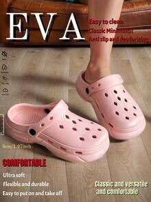 Season's New Stylish And Minimalist Men's Solid Color Hole-In-One Shoes, Suitable For Daily Casual Wear And Versatile. The Thick-Soled Shoes Are Breathable, Soft, And Comfortable. The EVA Material Is Special For Non-Slip, Non-Odorizing Feet, Antibacterial Foot Protection, Quick-Drying | Ultra-Strong Cushioning | Suitable For Wearing On The Beach/Outdoor Street/Indoor Bedroom, Bathroom, Etc., Men's And Women's Couple's Hole-In-One Shoes. - Multicolor - View 6