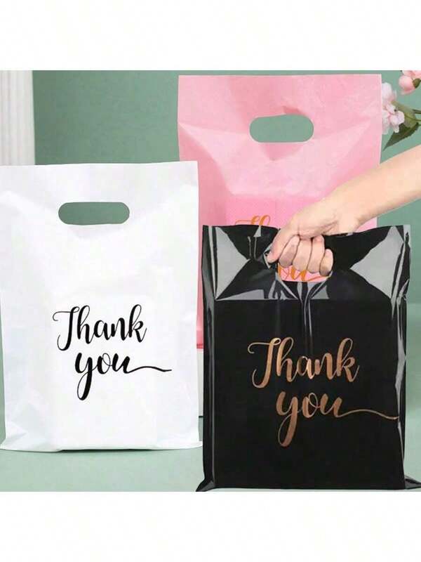 50pcs Thank You Gift Bags, Wedding, Birthday, Festival, Graduation Party Gift Packaging Bags, Reusable Gift Bags, Jewelry, Cosmetics Tote Bags
