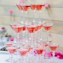 50/25/10/3 件 5 盎司塑料甜点杯，带柄饮料/马提尼酒杯，适用于甜点、香槟、派对活动，可重复使用 - 透明 - 查看 4