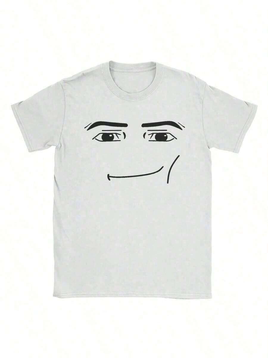 Anime Robot Robloxs Face T-Shirts Women Fun Tees Crew Neck Short Sleeve T Shirts Women Clothing Harajuku T Shirts-Holiday Gift - 白色 - 查看 1