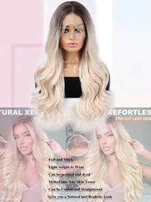 613 Blonde 13x4 Lace Front Wigs Body Wave Synthetic Hair Wig Long Beach Water Wave Hair Wig Honey Blonde Brown Silver Hair 26Inch 180% HD Lace Glueless Wig Women Daily Use