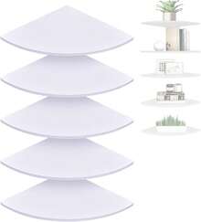 5 Layer Wall-Mounted Corner Shelf , Wall-Mounted Storage Display Rack, White Floating Corner Shelf, Corner Bookshelf, Plant Wall Shelf For Bedroom, Living Room, Bathroom, Home Office - trắng - Xem 1
