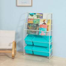 SoBuy 2 In 1: Bookshelf + Storage Chest Toy Chest Children's Bookshelf Magazine Rack Toy Storage Shelf KMB07-B - Turquoise - View 10