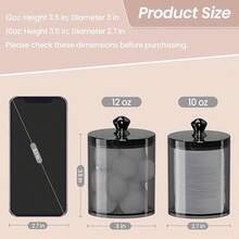 4 Pack Qtip Holder For Bathroom Organizers And Storage, Apothecary Jars With Lids For Home Decor Accessories, Q Tip Dispenser Vanity Makeup Canister For Cotton Swab,, Floss,Hair Clips - Black - View 2