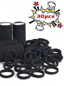 50/100/200 Pcs/Set Fashion Simple Black Color Basic 4cm/1.57in Simple Solid Colors Elastic Head Bands For Women Girls Casual, Hair Bobbles ,Hair Rope Ponytail Head Accessories