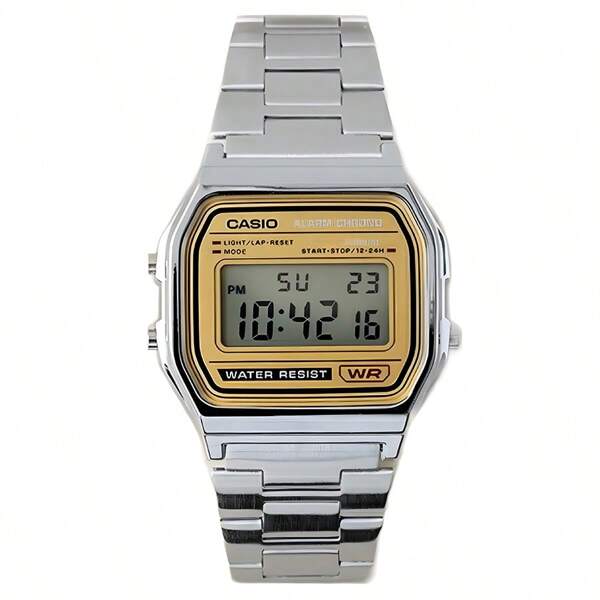 Casio Men's/Women's Sporty Fashion Digital Watch A158WEA-9, Retro Stainless Steel Strap Square Dial Watch, Calendar Alarm & Stopwatch, Water Resistance For Daily Life, Suitable For Daily Wear