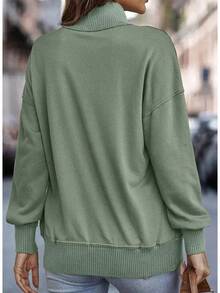 Womens Sweatshirt Casual Long Sleeve Lightweight Sweatshirts Button Loose Pullover Tops - B Xanh - Xem 3