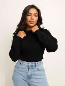 Amelia Women's Modal Knit Blouse Long Sleeve Basic Winter Knitwear - 黑色 - 查看 2