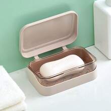 1 Peça Porta-Sabonete com Cobertura Criativa e Virável, Caixa de Sabão Drenante Transparente e Minimalista para Casa, Dormitório, Banheiro, Varanda