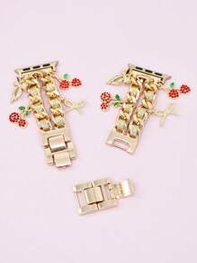 1 PIEZA Pulsera de metal compatible con correas de de 49/46/45/44/42/41/40/38mm para mujeres, con colgante de cereza, eslabones de estilo vaquero y charms decorativos, para un aspecto elegante para Series 10 Ultra 2 9 8 7 6 5 4 3 2 SE.