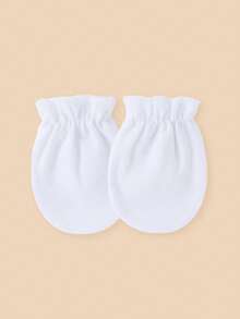 8 Pairs Baby Girls' Solid Color Anti-Scratch Mittens, Soft & Comfortable, Suitable For 0-6 Months Babies Daily Casual Wear, All Seasons - Girls Series - View 9