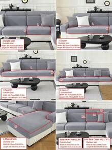 1件装弹力沙发套，防滑全覆盖沙发座套，四季皆宜，布艺沙发套，可机洗，防尘，宠物友好，装饰性沙发保护套，可调节，适用于转角沙发、卧室、办公室、客厅，1/2/3/4人座。 - 深灰色 - 查看 5