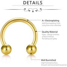 Horseshoe Septum Rings Surgical Steel Nose Piercing Jewelry 6mm-12mm - 16G-8毫米-A - 查看 2