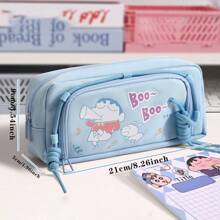 CRAYON SHINCHAN Estojo oficial Crayon Shin-Chan de 1 peça, design multicamadas de grande capacidade, feito de tecido de qualidade, impressão nítida, armazenamento compartimentado, material escolar essencial, estojo para lápis, mochila escolar