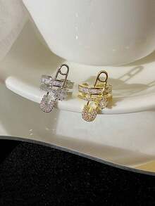 4 件套女士时尚耳环套装，奢华高端魅力耳环，可调节开口夹式耳钉，优雅的圣诞礼物 - 彩色 - 查看 7