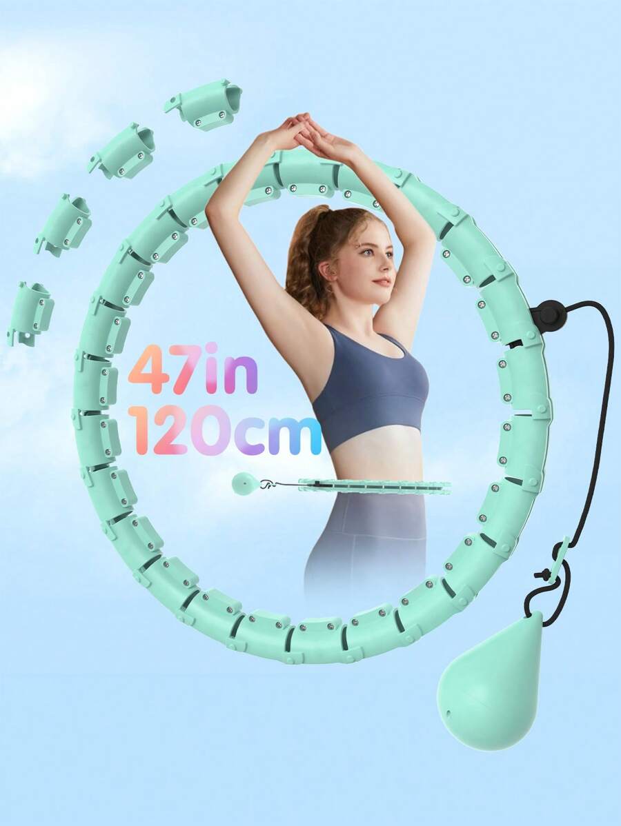 JLoibao 47 英寸/120 厘米成人减肥运动呼啦圈，适合女性和初学者，配有 24 个可拆卸链环和一个 DIY 空心球。