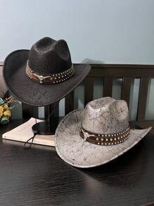 1 Stück Vintage einfarbige Frauenkappe mit Stier-Nieten, modischer Sonnenhut für Frühlings- und Sommerausflüge