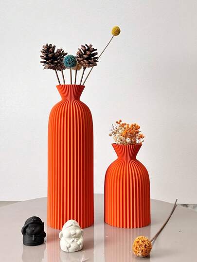 Wavy Texture Art Vase, Bohemian Flower Dried Indoor ative Entryway Office Vase Home Room Glass view 8