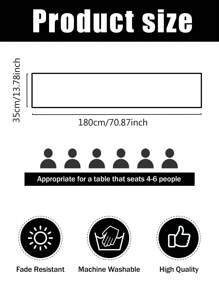 1 pieza Camino de mesa de poliéster con diseño blanco y negro de fantasma lindo de 35*180cm, con el texto "¡Buu!" Adecuado para fiestas de Halloween, decoración de temas de terror, restaurantes, cocinas o reuniones en el hogar, artículos para fiestas