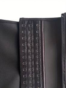 Cinta modeladora feminina de cintura com zíper e botões de pressão, feita de látex.