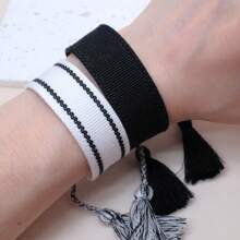 2 piezas de pulseras de amistad tejidas a mano, estilo bohemio minimalista francés vintage, ajustables, adecuadas para eventos, fiestas, viajes y uso diario