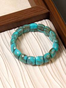 Betykuku 1 pieza Pulsera elástica con cuentas irregulares y coloridas de estilo bohemio, regalo para mujeres y niñas, adecuado para la playa, vacaciones, uso casual y fiestas