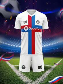 Customized Graphic, Logo, Name And Number Unisex Soccer Jersey, Breathable Quick-Dry Sports T-Shirt Suitable For Badminton, Volleyball And Football Training