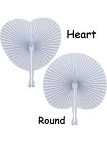1/5/10/20/30/40/60 piezas Abanico de papel blanco con forma de corazón plegable, abanicos de papel de verano, abanicos plegables a granel de mano blanca con mango de plástico para decoración de boda, fiesta, cumpleaños, ceremonia de boda, mejor regalo