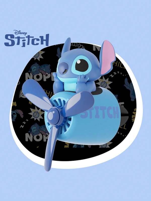 Disney 1pc Adorable Stitch Car Air Freshener, Creative & Fun Car Vent Clip Decor With Ocean Lemon Scented Wafer, Relaxing For Car Interior Fragrance