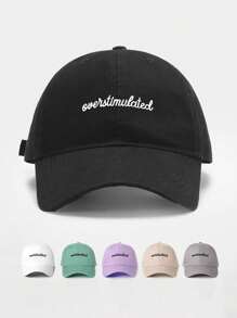 1 Male And Female Identical Printed Letter "OUEYTIMULATED" Baseball Cap, Baseball Cap, Curved Brim Cap, Truck Driver Cap, Fashionable And Versatile Baseball Cap Suitable For Daily Outdoor Leisure Wear