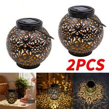 NetHong NEW 2Pcs Solar Powered LED Light Lantern Hanging Outdoor Garden Lamp Yard Decor UK - Black - View 8