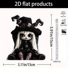 2D 平面 - [2D 平面] 1 件哥特式女巫亚克力桌面装饰，5.91 英寸 X 5.11 英寸 - 奇异的黑帽子和白头发设计，非常适合万圣节、家居、酒吧或派对装饰、节日礼物创意、万圣节派对装饰 | 奇异的主题装饰 | 精细的工艺，万圣节装饰