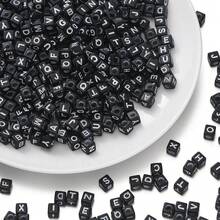 100 颗彩色字母珠 5x5 毫米立方珠适用于制作珠宝 DIY 项链手链配件