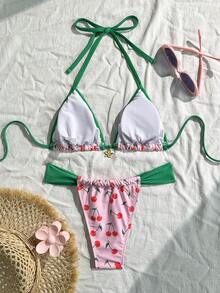 Costume de baie bikini cu imprimeu floral pentru femei, costume de plajă la modă pentru vacanța de vară, potrivite pentru petrecerea burlacilor - Multicolor - Vizualizare 3