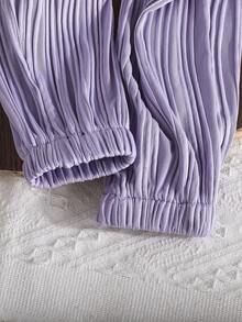 2pcs/Set Girls Letter Printed Long Sleeve Sweatshirt And Striped Pants Casual Outfit, Autumn