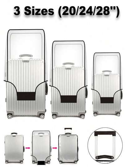Unisex Transparent Luggage Cover, Suitcase Cover, Luggage Cover Protective Bag, Waterproof, Stain-Proof And Wear-Resistant, Sturdy Travel Items, Transparent Design, Suitable For 20/24/28 Inch Suitcase, Very Suitable For Travel Enthusiasts Baggage Protection Storage