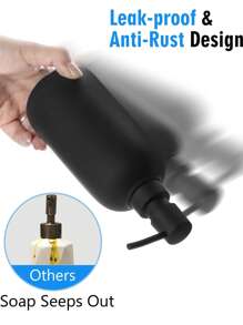 1 Peça Dispensador de Sabão Recarregável Preto Fosco de 16oz, Adequado para Bancadas de Banheiro e Cozinha