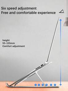 1pc Silver Aluminum Alloy Single Fork Foldable Stable Laptop Stand, Suitable For Laptops Under 18 Inches, Elevating & Storing - Silver - View 8
