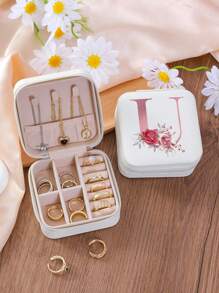 1 Pc A-Z Letter Jewelry Box Ring Storage Box Necklace Storage Box Gifts For Girls Bridesmaid Gifts Mom Gift Ideal Gift White Jewelry Box Pink Jewelry Box