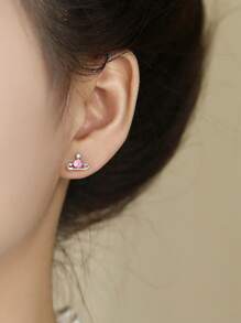 1 pieza Pendientes de plata de ley 925 con circonita, pendientes decorativos creativos y personales con un toque elegante, adecuado para uso diario de las mujeres, regalo para el Día de la Madre/Novia/San Valentín